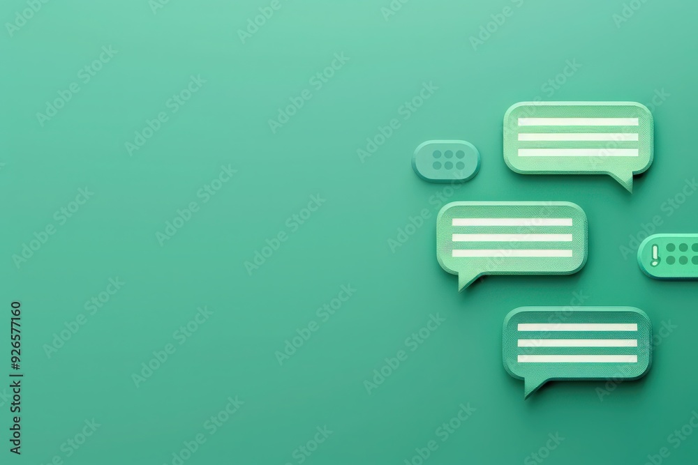 A friendly chat interface with bubbles appears on a solid green backdrop, inviting conversation and assistance. A friendly chat interface with bubbles appears on a solid green backdrop, inviting conversation and assistance.