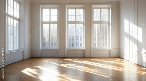 Wallpaper Mural An empty room with large, bright windows filling the space with soft daylight, creating a calm and peaceful atmosphere. Torontodigital.ca
