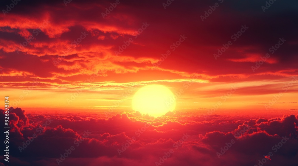 Fiery Sunset Over a Sea of Clouds Fiery Sunset Over a Sea of Clouds