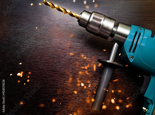 robust drill bit The screw drill is fitted with teeth and components with carbide tips. photo