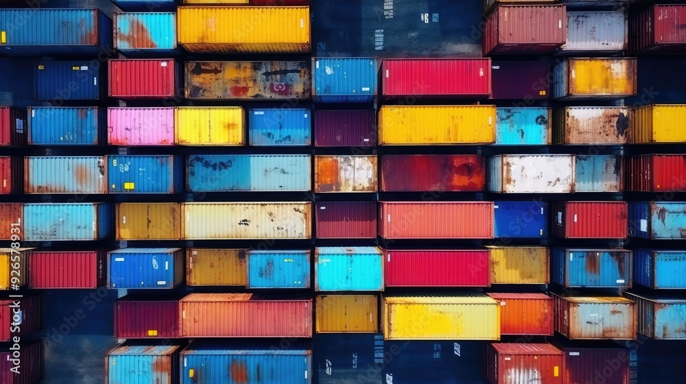 Fototapeta premium Colorful Corporate Cargo Container for Freight Transportation and Shipping