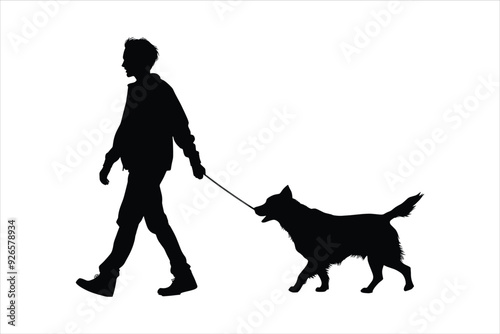 Dog and Owner Interactions Silhouette, People With Dog Silhouette