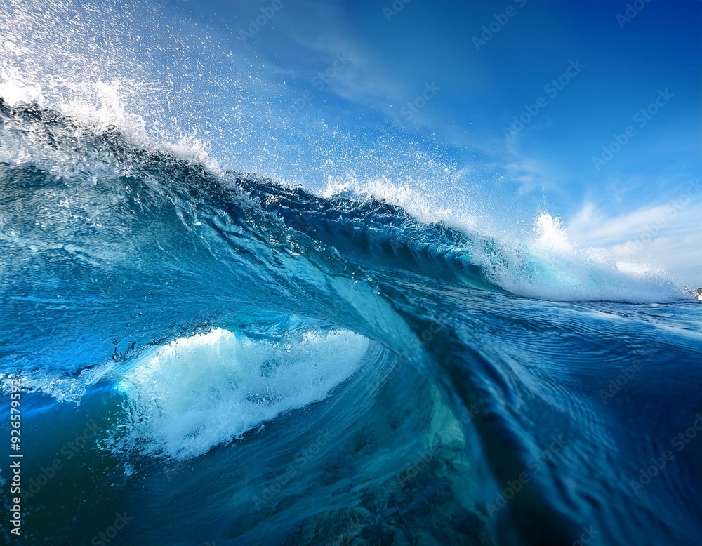 Fototapeta premium Blue ocean wave water splashing