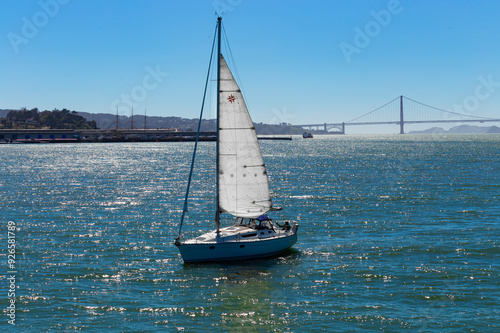 Yacht in San Pablo Bay near San Francisco and Alcatraz Island