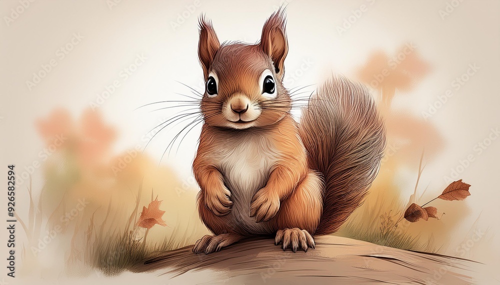 Drawn image of a little squirrel