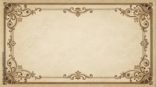 Elegant vintage blank parchment with ornate floral border design in brown tones, perfect for invitations, certificates, or antique-themed projects requiring a classic and timeless background.
