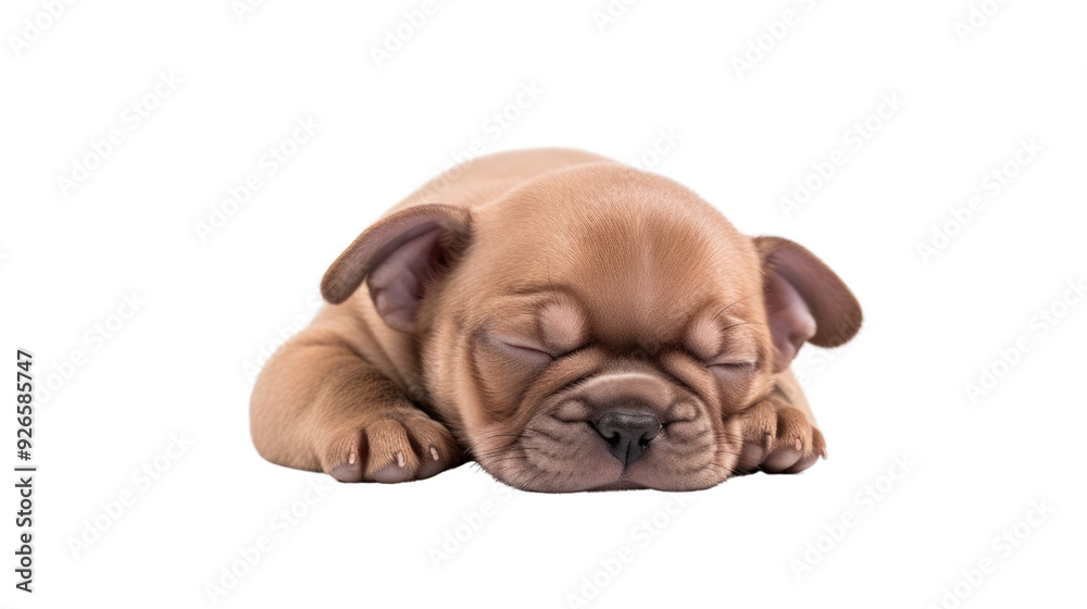 One newborn puppy on a white background. Telephoto lens photography Realistic daylight One newborn puppy on a white background. Telephoto lens photography Realistic daylight