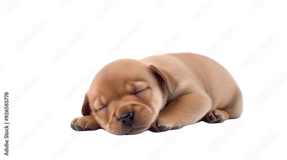 One newborn puppy on a white background. Telephoto lens photography Realistic daylight One newborn puppy on a white background. Telephoto lens photography Realistic daylight