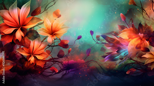 Wonderful Flowers Natural Background AI Artwork