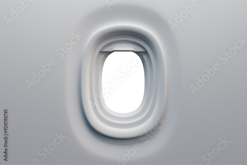 Airplane window in flight with transparent background
