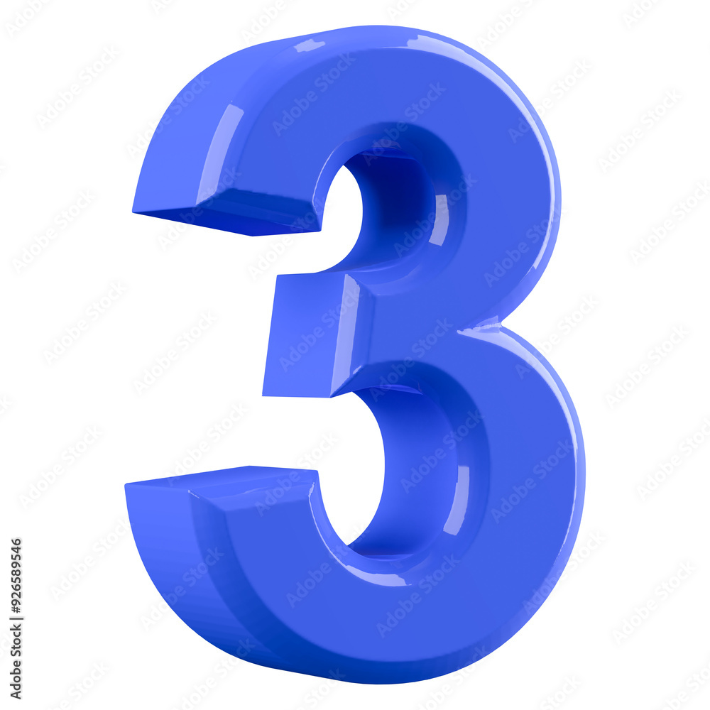 Blue 3D Number 3 Blue 3D Number 3