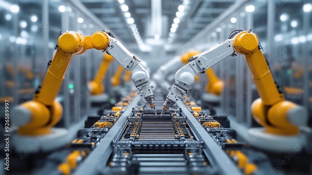 Cutting-edge Technology in Action. Innovation and Automation concept Cutting-edge Technology in Action. Innovation and Automation concept
