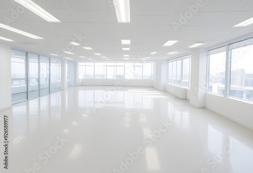 empty white business office with blurred background