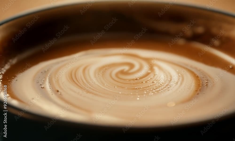 Close Up Of Latte Art In Coffee Cup. Close Up Of Latte Art In Coffee Cup.