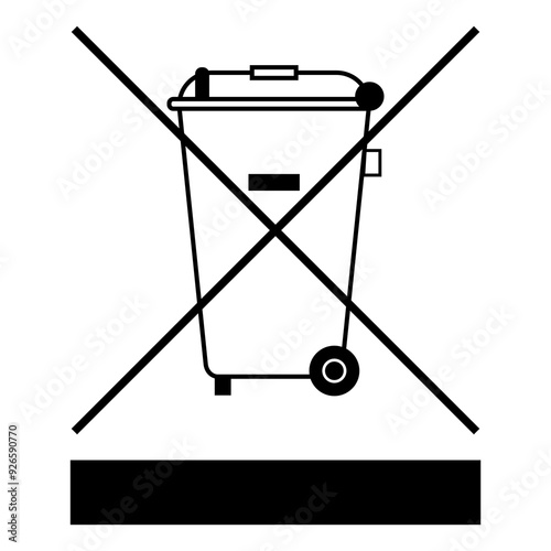Caution special disposal required icon for packaging and box. Don't throw in the trash bin symbol. Waste bin electrical  electronic equipment recycling sign . Isolated vector illustration