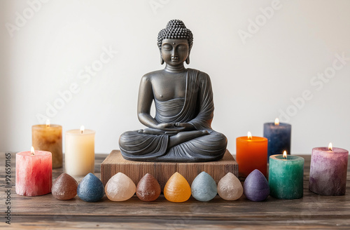 In the Sacred Circle, Chakra Stones Radiate Energy, Harmonizing the Self With the Universal Flow and Illuminating the Path to Spiritual Awakening and Inner Peace photo