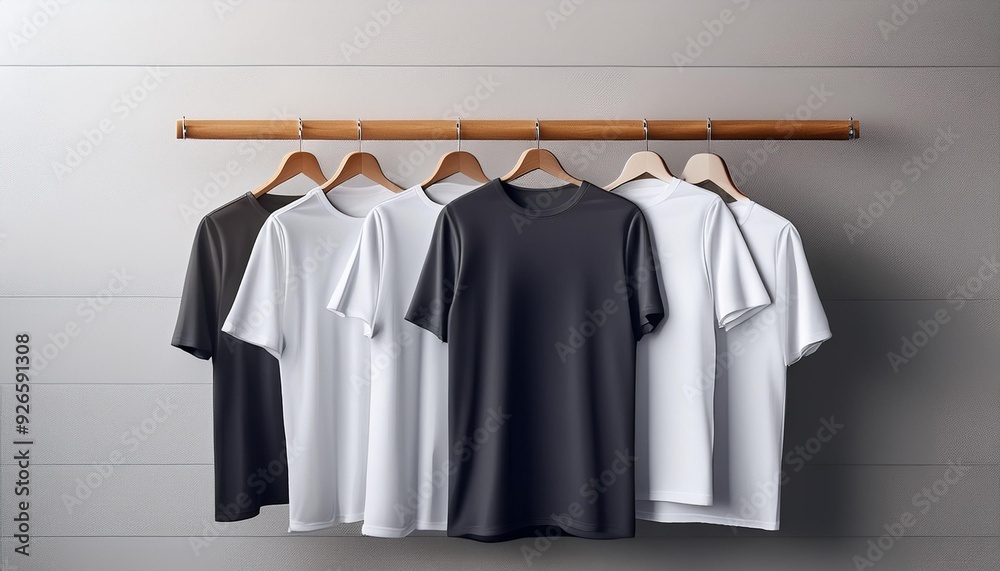 Nobody mock-up copy shop space white t-shirt fashion hanger cloth top cotton shirt rendering blank Nobody mock-up copy shop space white t-shirt fashion hanger cloth top cotton shirt rendering blank
