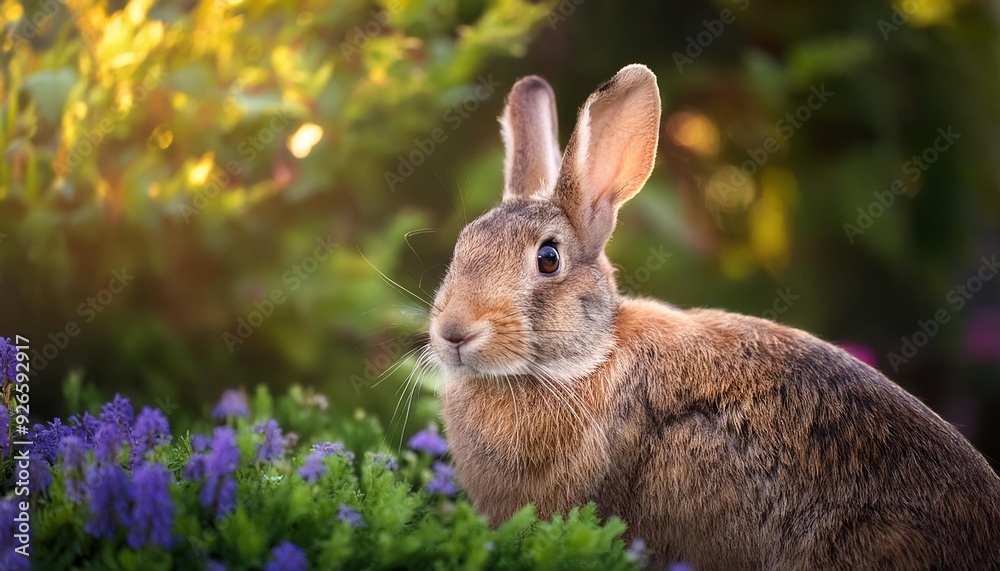 Fototapeta premium Rabbit in the garden, Generative AI