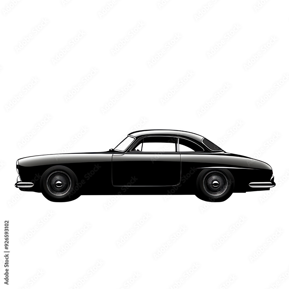 Fototapeta premium Stylish black vintage car profile showcasing elegant design and classic lines for automotive enthusiasts and creative projects