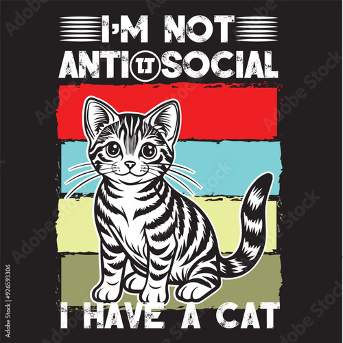 i'm not anti social i have cat t shirt design