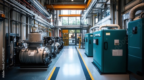 Powering the Future. Industrial generator room concept photo