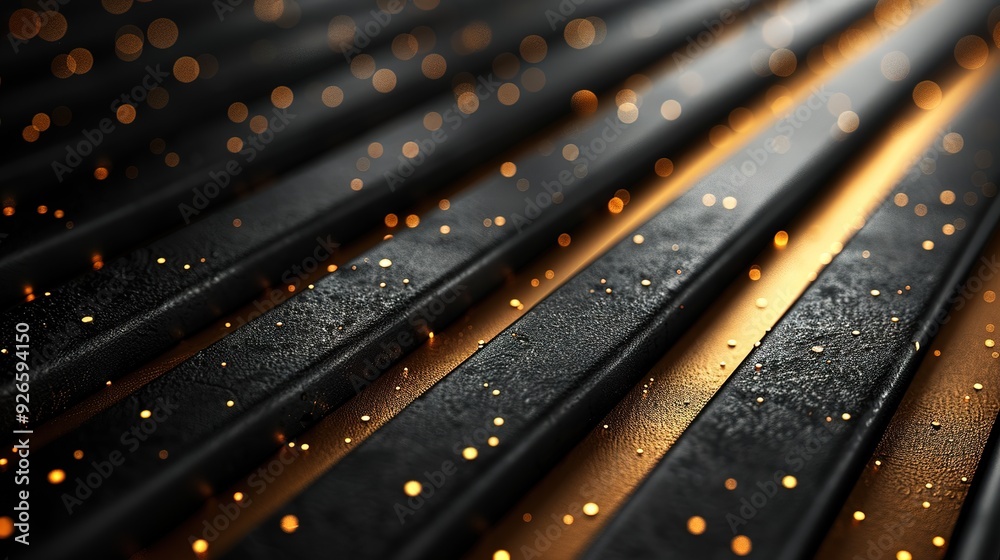 Abstract black and gold texture with bokeh lights. Abstract black and gold texture with bokeh lights.