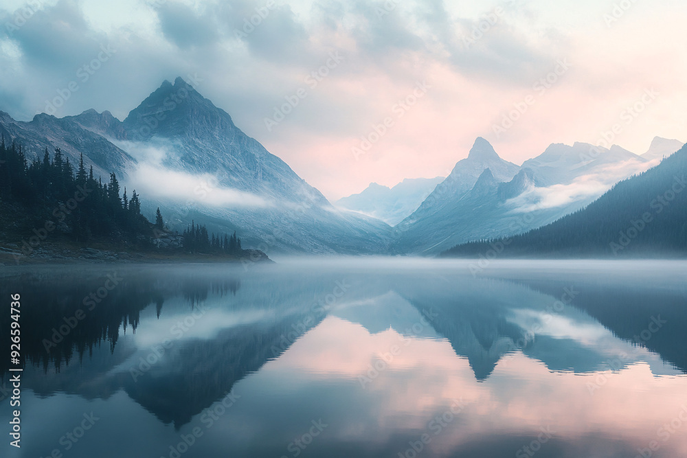 A mountain range with a lake in the foreground A mountain range with a lake in the foreground