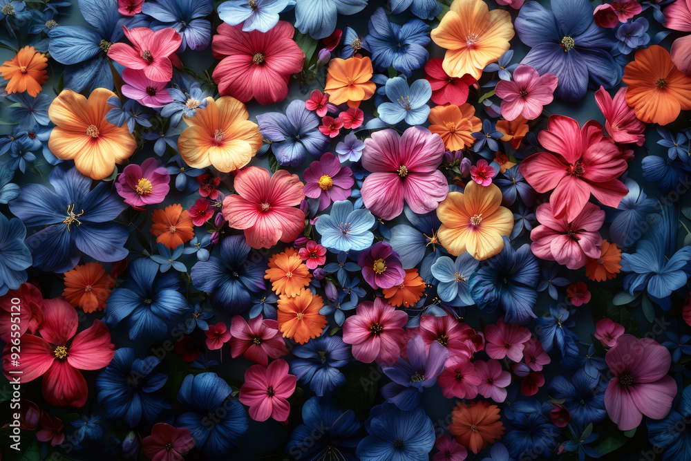 Stunning array of colorful flowers fills the backdrop, exuding the joy and beauty of spring and summer in full bloom, inviting a sense of wonder and tranquility Stunning array of colorful flowers fills the backdrop, exuding the joy and beauty of spring and summer in full bloom, inviting a sense of wonder and tranquility