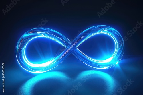 A glowing blue infinity symbol shines brightly against a dark background, evoking a sense of eternal possibilities.