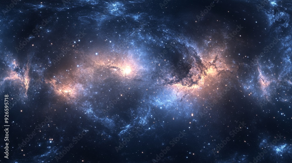 Fototapeta premium A breathtaking view of a nebula, a swirling cloud of gas and dust illuminated by the brilliant glow of distant stars. The vibrant colors and intricate patterns evoke a sense of awe and wonder at the v