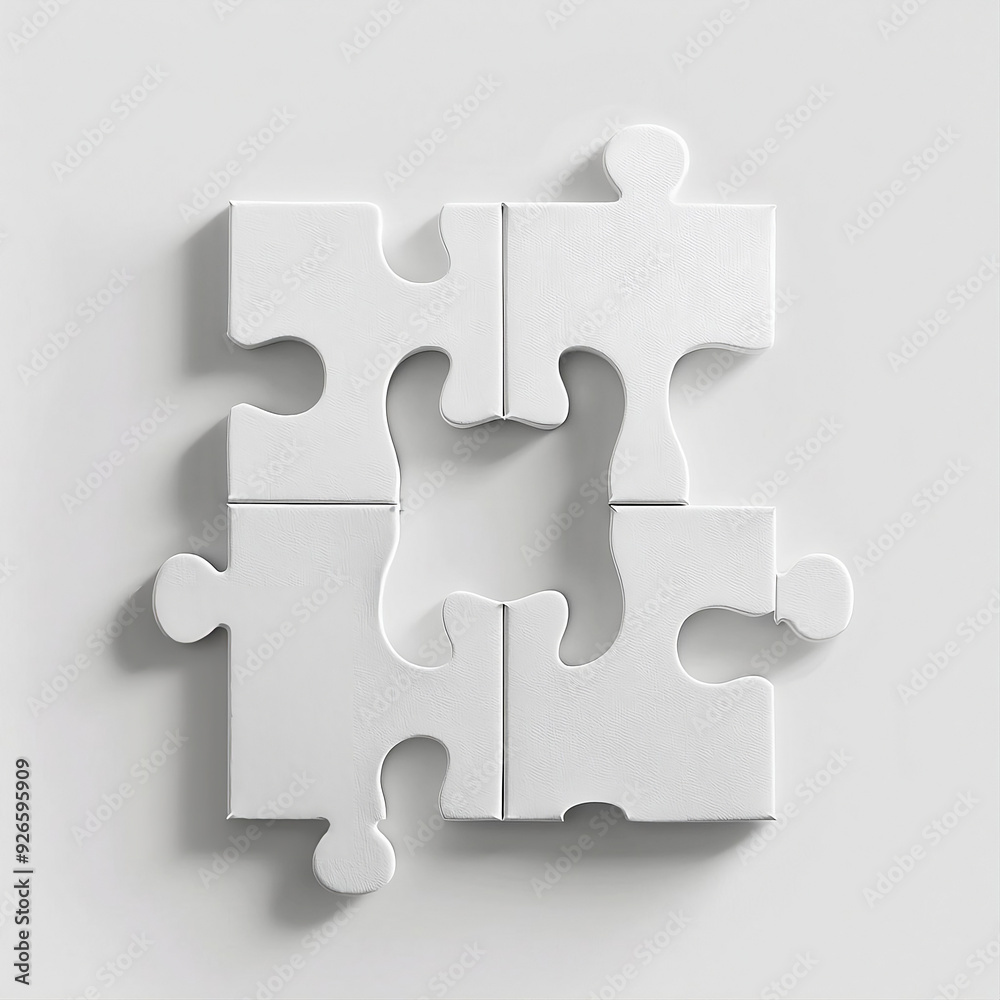 Concept of Problem-Solving and Teamwork: Minimalist White Jigsaw Puzzle with Missing Piece, Symbolizing Challenge, Complexity, Strategy, Solution Finding, and Opportunity Concept of Problem-Solving and Teamwork: Minimalist White Jigsaw Puzzle with Missing Piece, Symbolizing Challenge, Complexity, Strategy, Solution Finding, and Opportunity