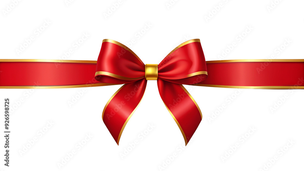 Red ribbon and bow with gold isolated against transparent background png download Red ribbon and bow with gold isolated against transparent background png download