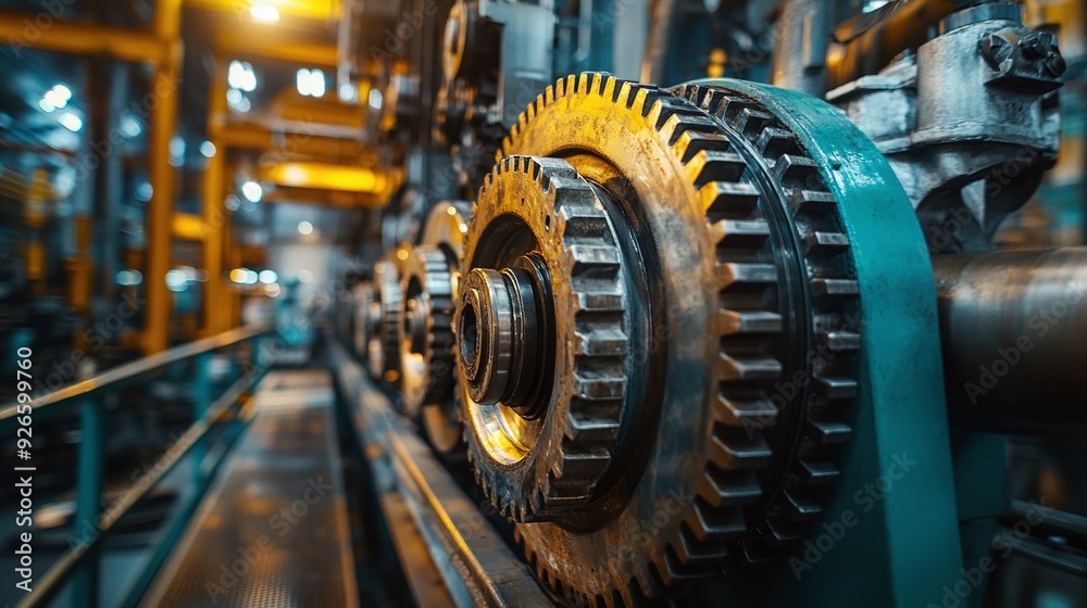 Industrial Precision. Detailed close up of engine gear wheels with a backdrop concept Industrial Precision. Detailed close up of engine gear wheels with a backdrop concept