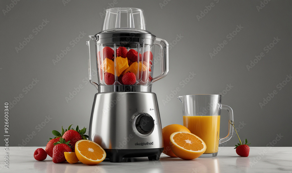 Detailed image of a sleek stainless steel blender, showcasing its modern design and sharp blades