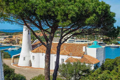A view of a Stella Maris Church in Porto Cervo, Costa Smeralda Sardinia
