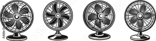 table fan silhouette vector illustration, electric Fan