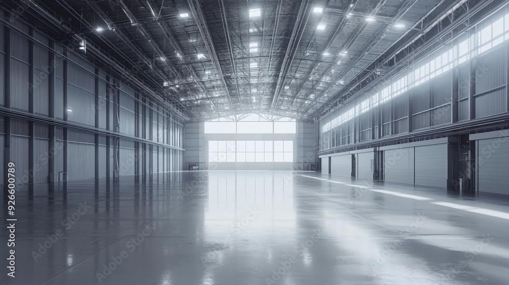 Empty Industrial Warehouse with Large Windows. Empty Industrial Warehouse with Large Windows.