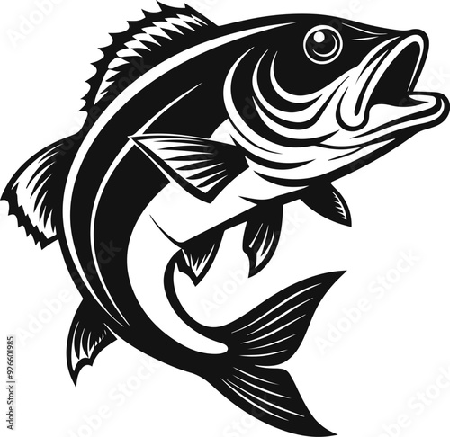 Big bass fish vector logo for t shirt design