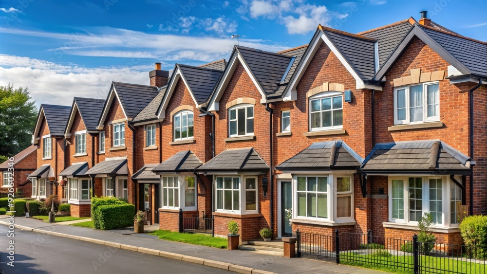Detached houses in Manchester, UK , residential area, housing, architecture, suburbs, England, real estate Detached houses in Manchester, UK , residential area, housing, architecture, suburbs, England, real estate