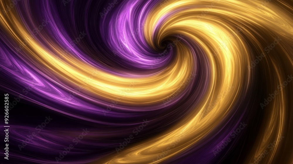 Obraz premium A mesmerizing swirl of gold and purple colors, creating a sense of depth and movement, symbolizing energy, transformation, duality, and the flow of time.