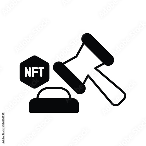 auction glyph icon with white background vector stock illustration