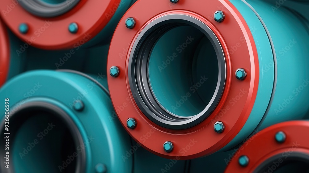 Mechanical seals, close-up detail, 3D illustration Mechanical seals, close-up detail, 3D illustration