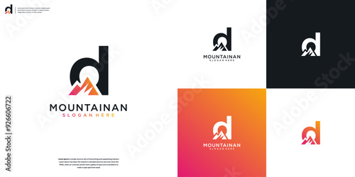 logo letter D and mountain with unique designs template