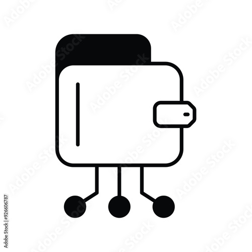 digital wallet glyph icon with white background vector stock illustration