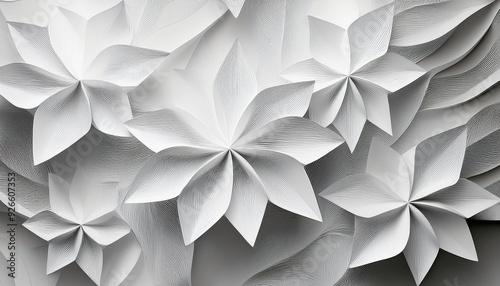 Abstract pattern white concept origami textured floral design paper decorative background wallpaper art beautiful