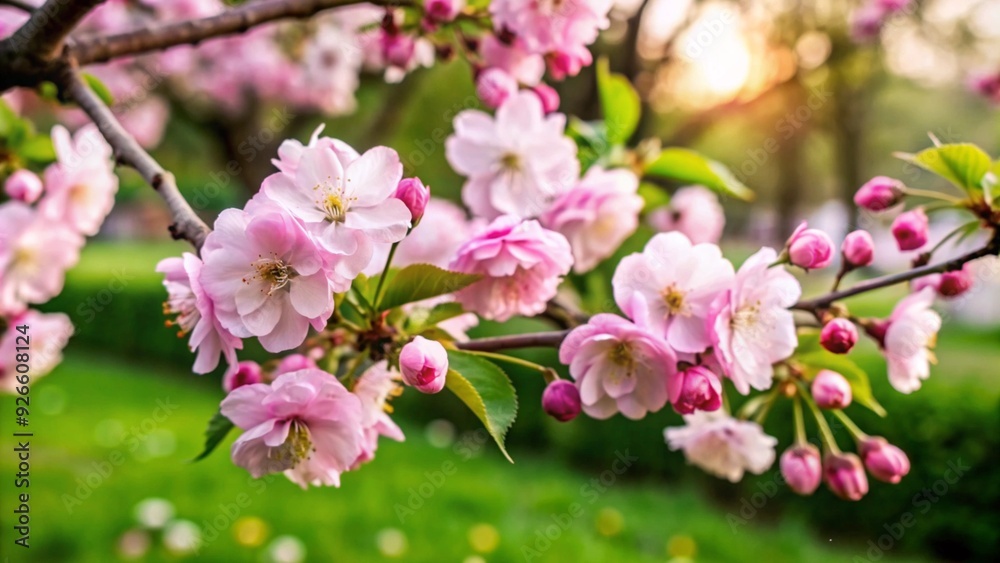 Pink flowers in the park, spring bloosom Pink flowers in the park, spring bloosom