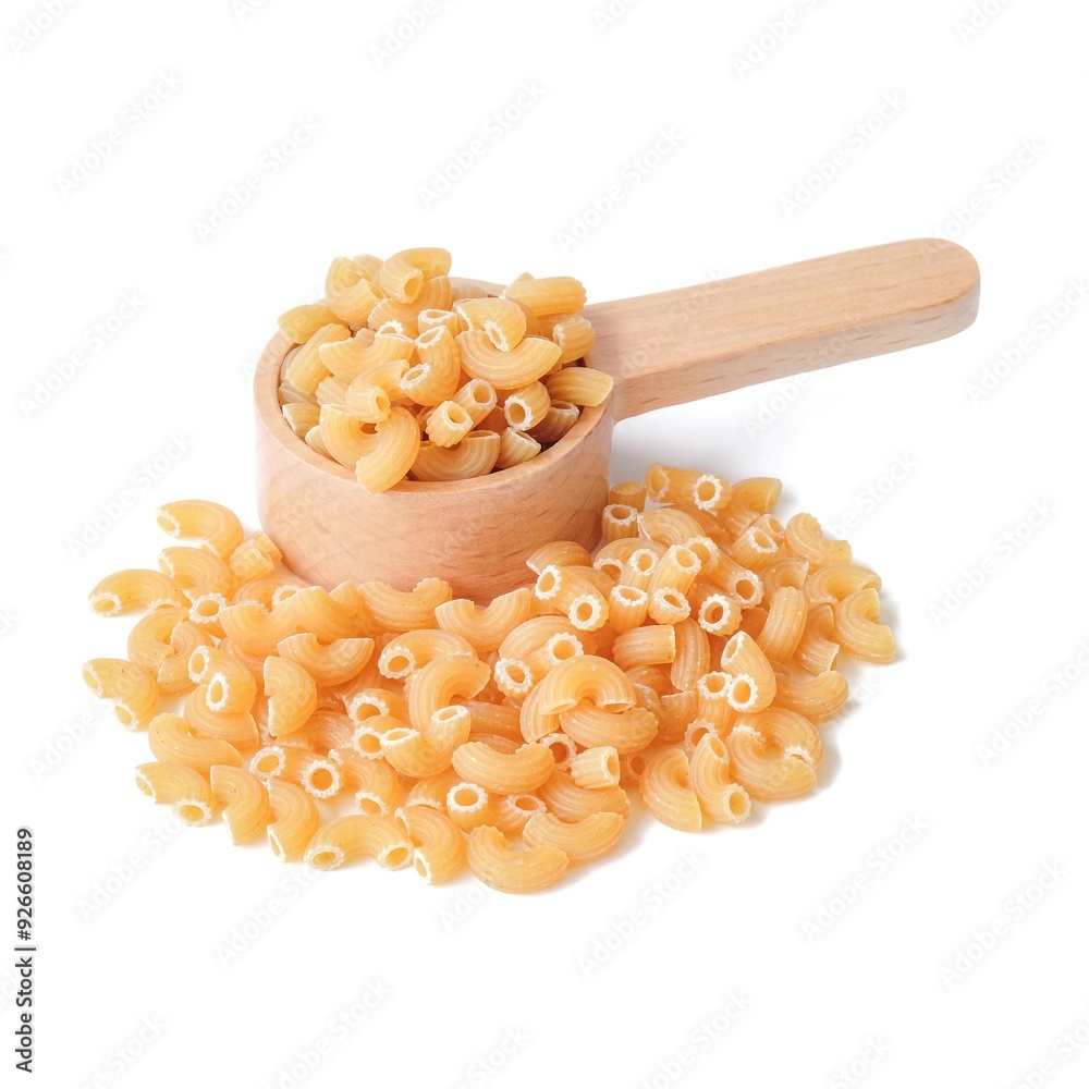Macaroni close up on white background.