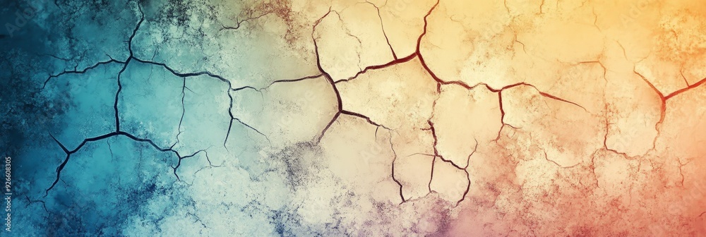 A textured wall background with cracks and a gradient transitioning from blue to orange, symbolizing change, contrast, time, transformation, and fragility. A textured wall background with cracks and a gradient transitioning from blue to orange, symbolizing change, contrast, time, transformation, and fragility.