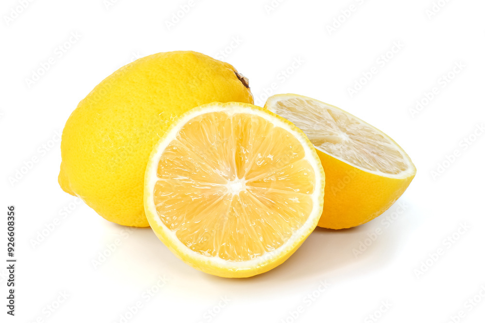 Lemon close up on white background.