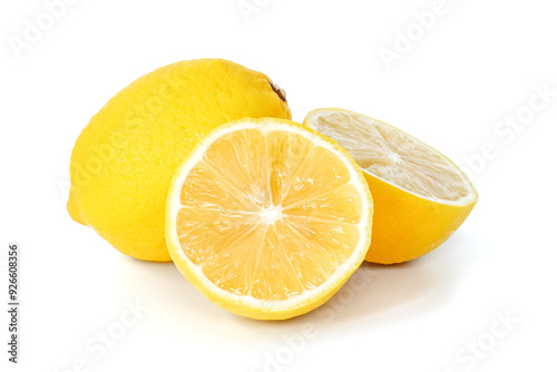 Obraz na płótnie Lemon close up on white background. w salonie